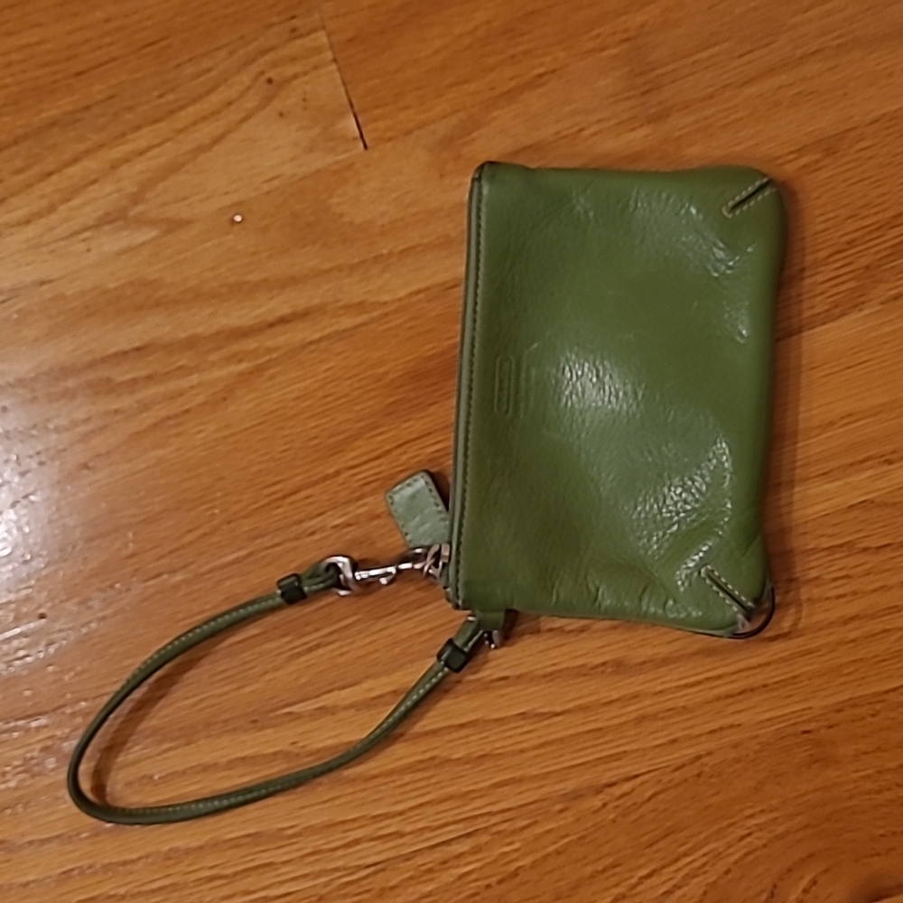 COACH green wristlet purse